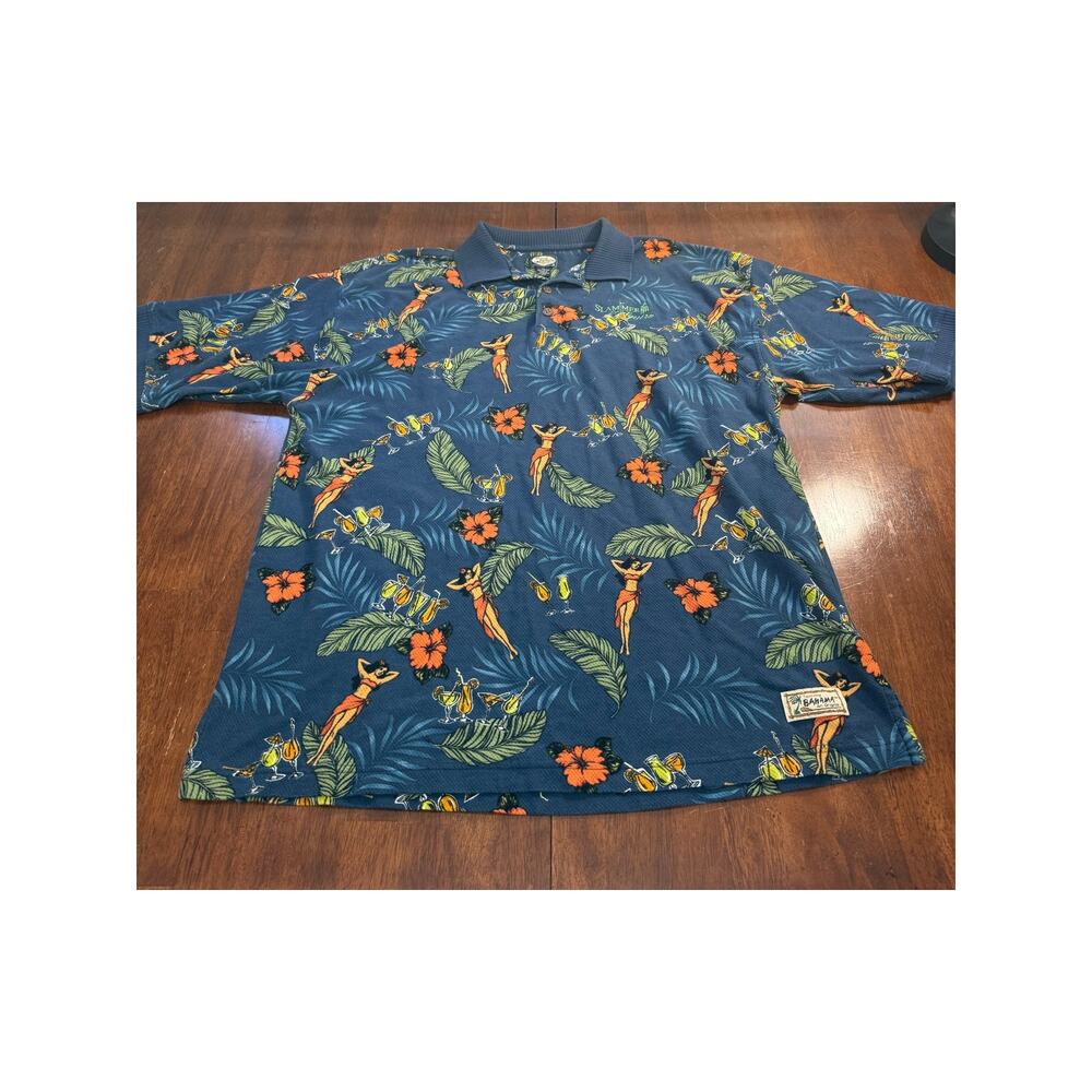 Vintage Tommy Bahama Polo Shirt 100% Cotton Hawaiian Slammer and Squire XL